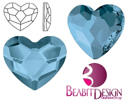 Heart Flat Back Denim Blue F 10mm